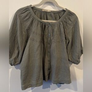 Marine Layer Olive Button-Front Blouse